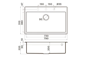Второе фото. Мойка врезная OMOIKIRI Tedori 79