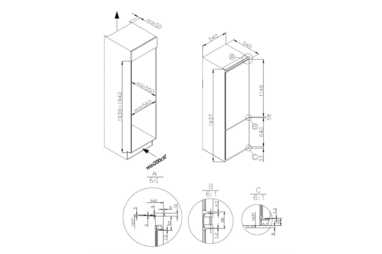 Встраиваемый холодильник dexp bib220ama схема встраивания