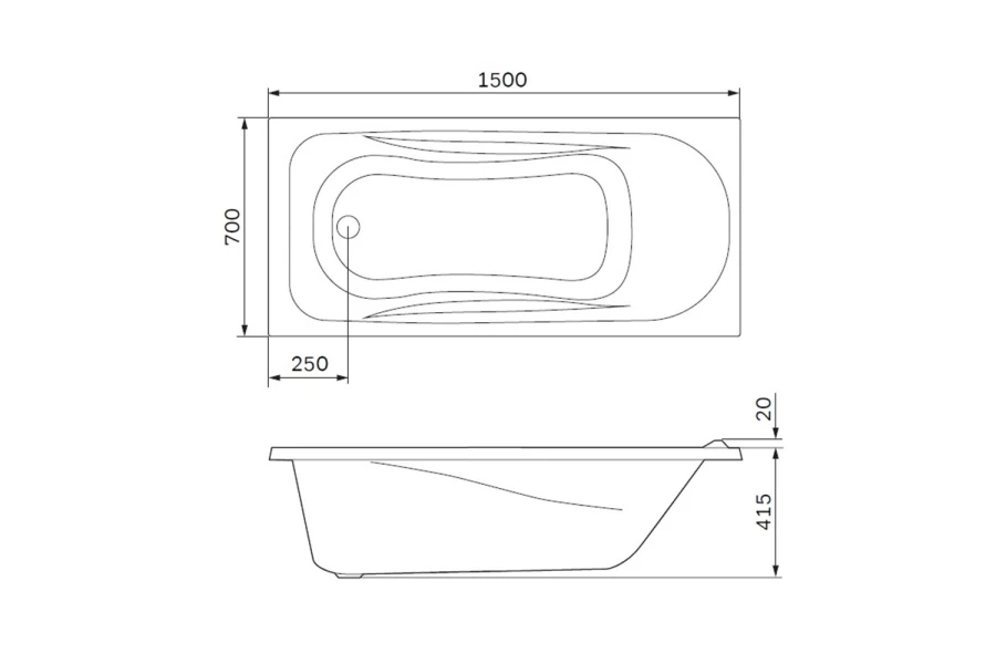 Ванна пристенная AM.PM Sense New 70x43 см (изображение №2)