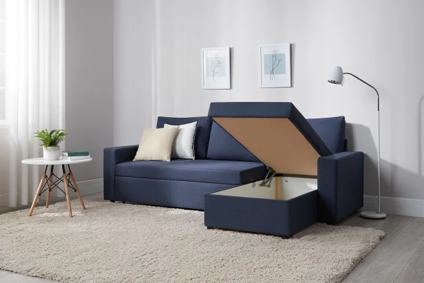 Угловой диван-кровать - аналог IKEA VILASUND, 235х90х155 см, синий (изображение №5)