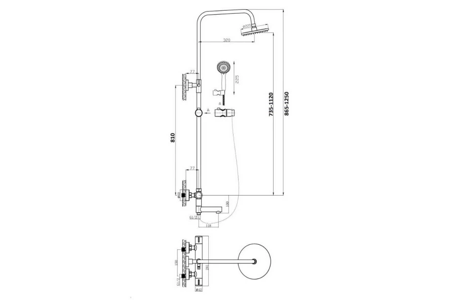 Душевая система AGGER Thermo A2461100 с термостатом (изображение №3)