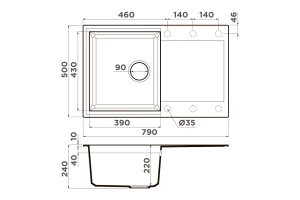 Второе фото. Мойка врезная с крылом OMOIKIRI Sakaime 79