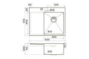 Второе фото. Мойка врезная с крылом OMOIKIRI Akisame