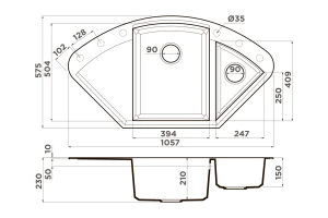 Второе фото. Мойка врезная с крылом OMOIKIRI Sakaime 105
