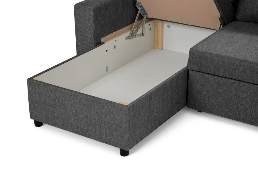 Угловой диван-кровать - аналог IKEA VILASUND, 235х90х155 см, серый (изображение №11)