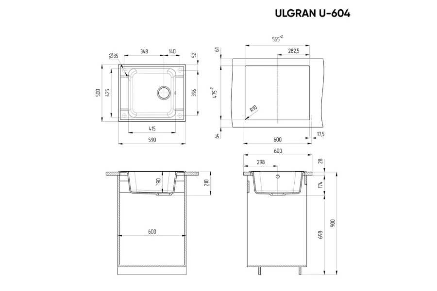 Мойка врезная ULGRAN u-604 (изображение №3)