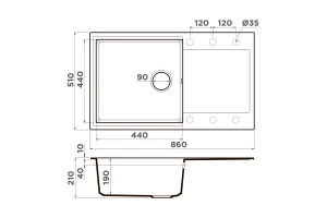 Второе фото. Мойка врезная с крылом OMOIKIRI Daisen 86