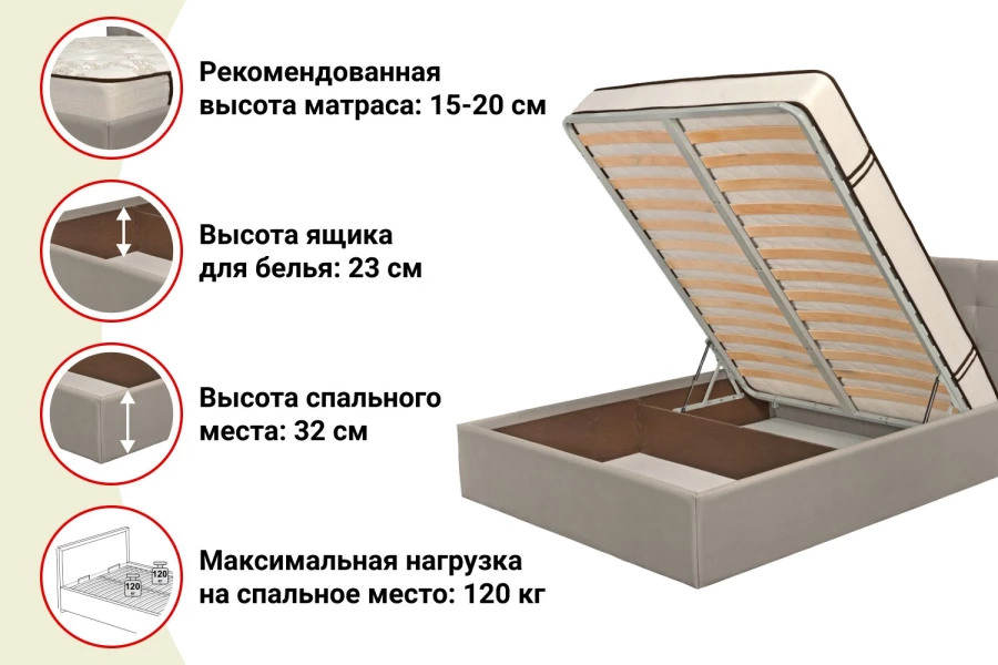 Кровать с подъёмным механизмом  Коста (изображение №3)