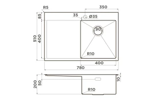 Второе фото. Мойка врезная с крылом OMOIKIRI Akisame 78
