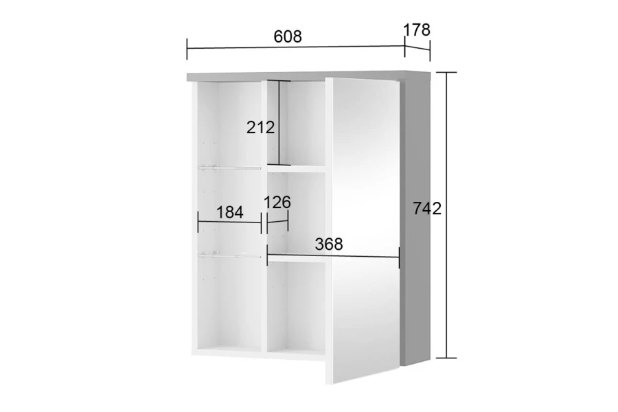 Шкаф навесной зеркальный Белла (изображение №4)