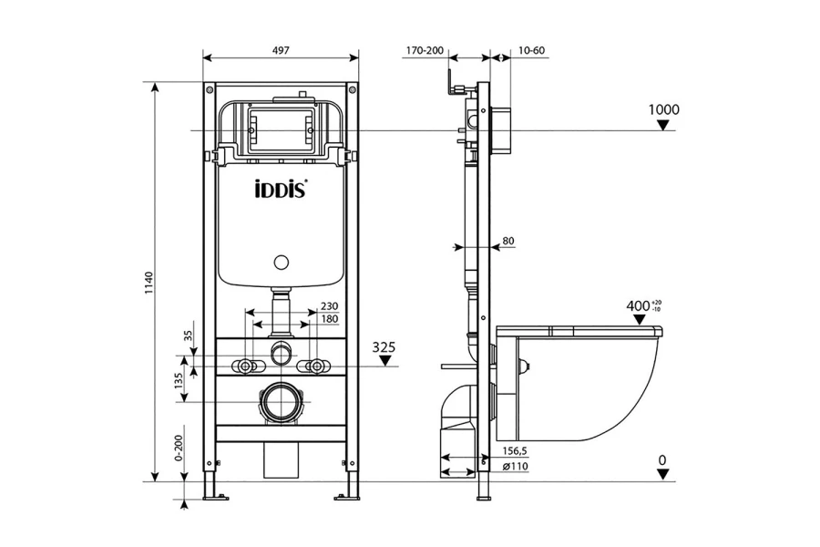 Инсталляция с клавишей смыва IDDIS Optima home (изображение №4)