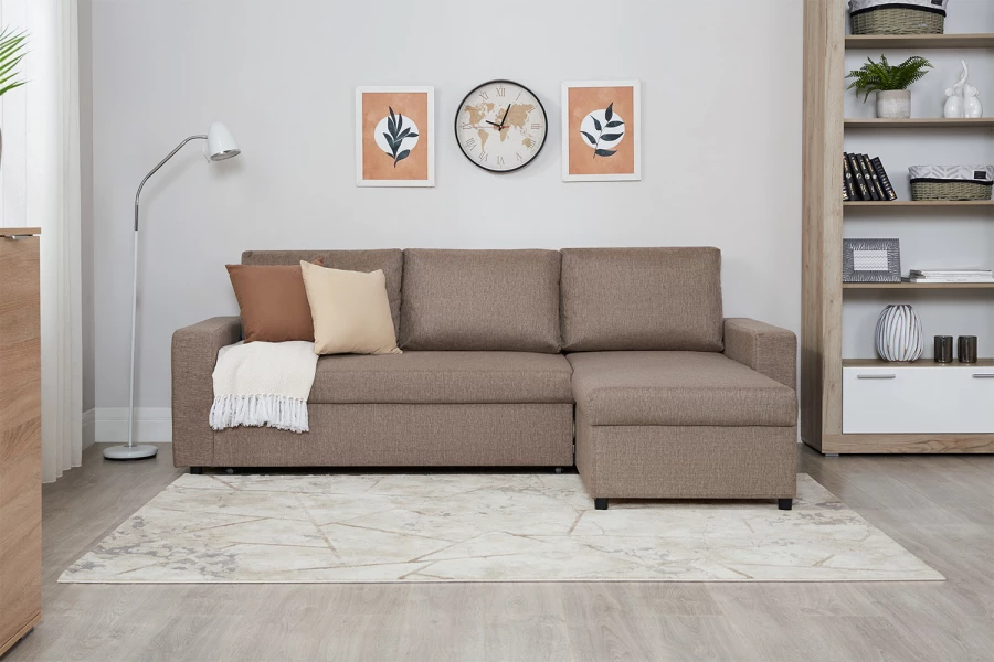 Угловой диван-кровать - аналог IKEA VILASUND, 235х90х155 см, бежевый (изображение №5)