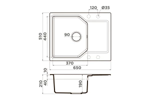 Второе фото. Мойка врезная с крылом OMOIKIRI Yonaka 65