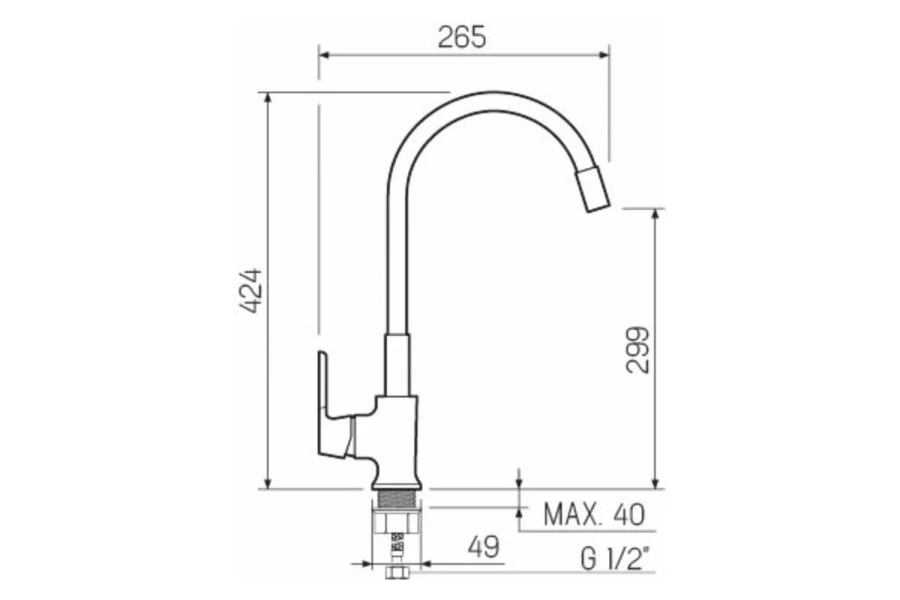 Смеситель для кухни SL123BL-016F-1 (изображение №5)