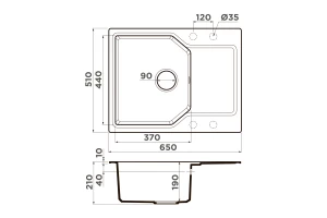Второе фото. Мойка врезная с крылом OMOIKIRI Yonaka 65