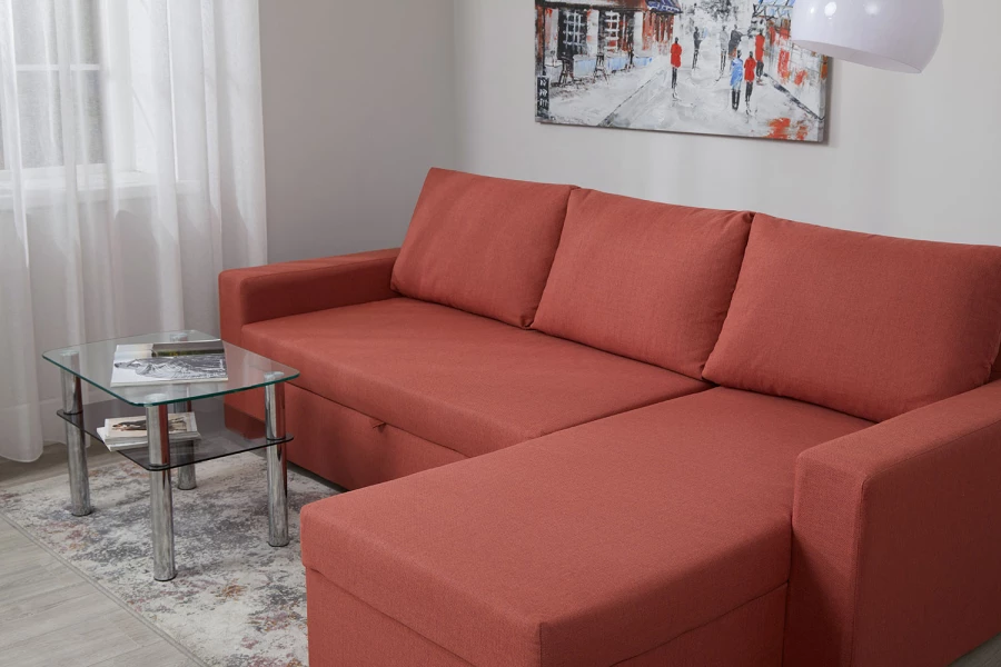 Угловой диван-кровать - аналог IKEA VILASUND, 235х90х155 см, розовый (изображение №5)