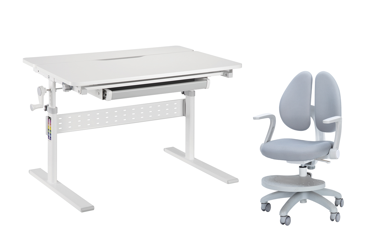Комплект мебели парта Colore (new) Grey и кресло с подлокотниками и подставкой Primo Grey
