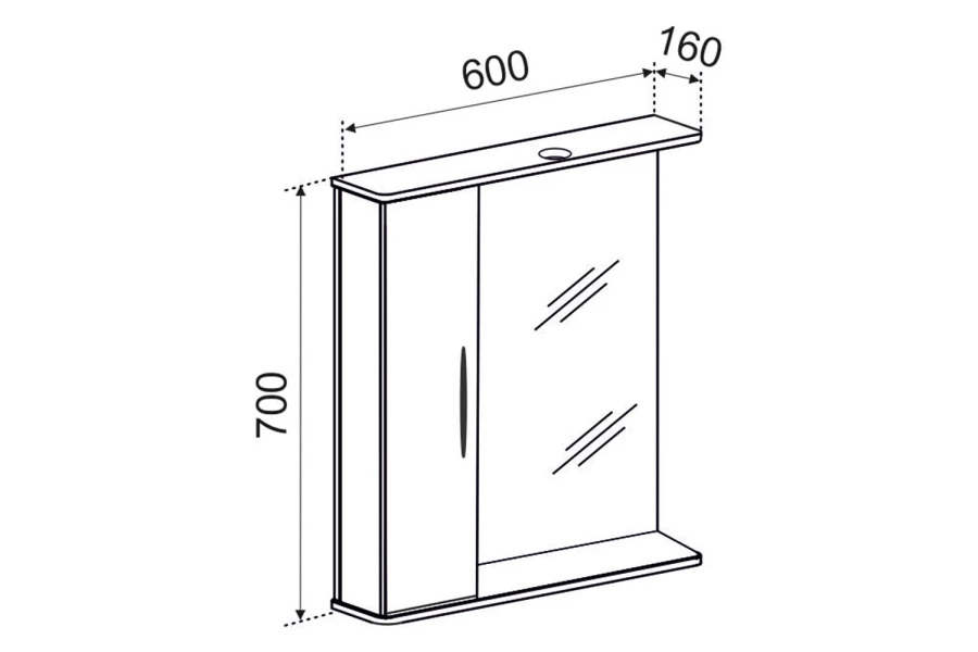 Зеркальный шкаф с подсветкой Рокард 60 (изображение №3)