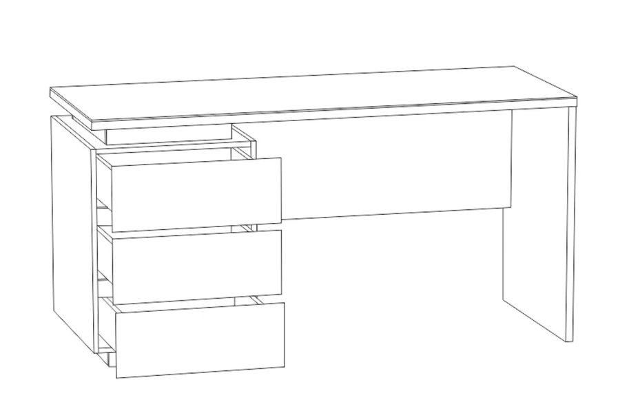 Стол с тремя ящиками кварт md