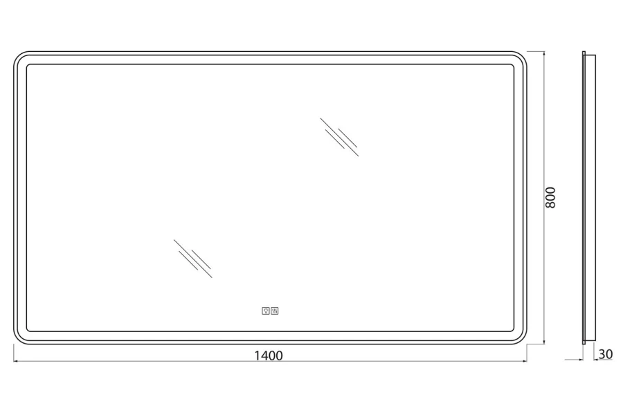 Зеркало с подсветкой SPC-MAR-1400-800-LED-TCH-WARM (изображение №6)