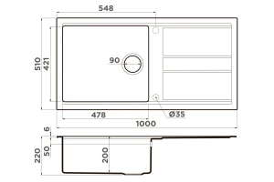 Второе фото. Мойка врезная с крылом OMOIKIRI Kitagawa 100