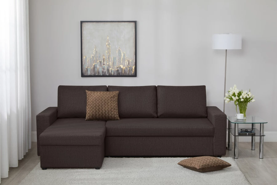 Угловой диван-кровать - аналог IKEA VILASUND, 235х90х155 см, коричневый (изображение №5)
