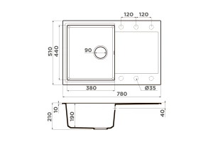 Второе фото. Мойка врезная с крылом OMOIKIRI Daisen 78