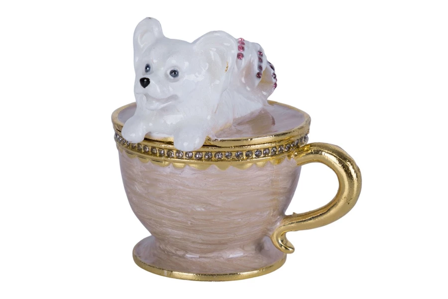 Шкатулка для драгоценностей Чашка с собачкой 8x7x8 см (изображение №1)