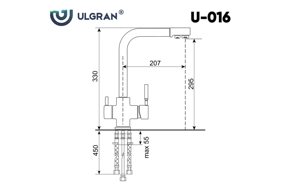 Смеситель для кухни ULGRAN U-016 (изображение №3)