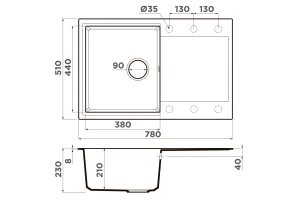 Второе фото. Мойка врезная с крылом OMOIKIRI DaIsen