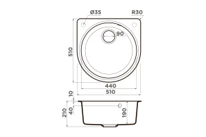 Второе фото. Мойка врезная OMOIKIRI Akegata 51