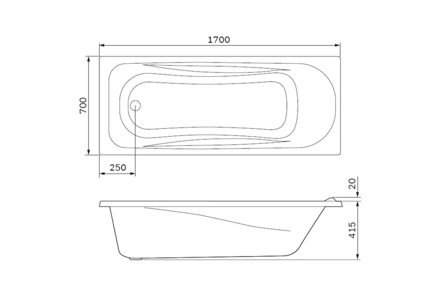Ванна пристенная AM.PM Sense New 70x43 см (изображение №2)