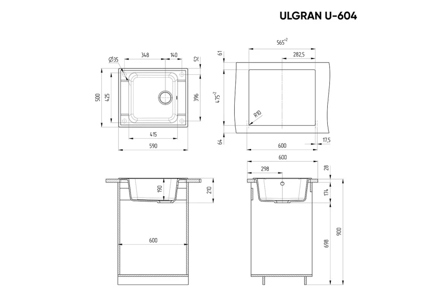 Мойка врезная ULGRAN u-604 (изображение №3)