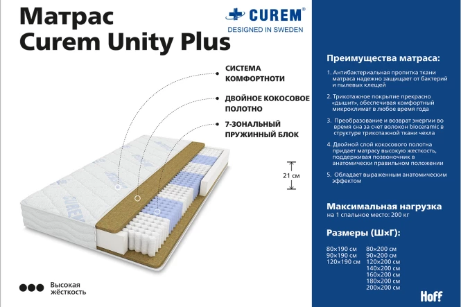 Матрас пружинный CUREM Curem Unity Plus (изображение №2)