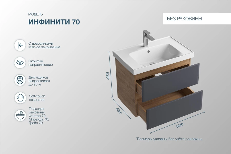 Тумба подвесная Sanstar Инфинити (изображение №5)