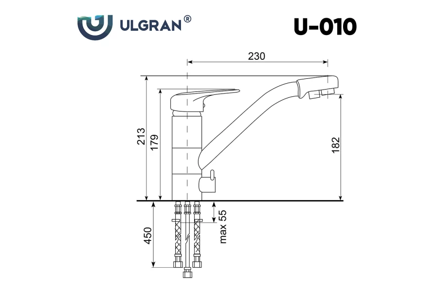 Смеситель для кухни ULGRAN U-010 (изображение №3)