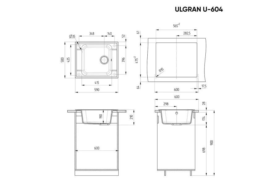 Мойка врезная ULGRAN u-604 (изображение №3)