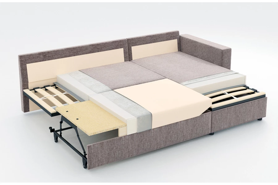 Угловой диван-кровать - аналог IKEA VILASUND, 235х90х155 см, коричневый (изображение №17)