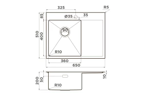 Второе фото. Мойка врезная с крылом OMOIKIRI Akisame 65