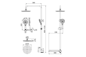 Душевой гарнитур с верхней лейкой IDDIS Ray