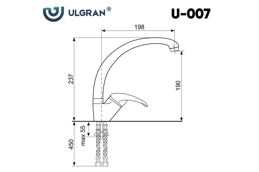 Смеситель для кухни ULGRAN U-007 (изображение №3)