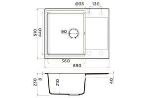 Второе фото. Мойка врезная с крылом OMOIKIRI DaIsen