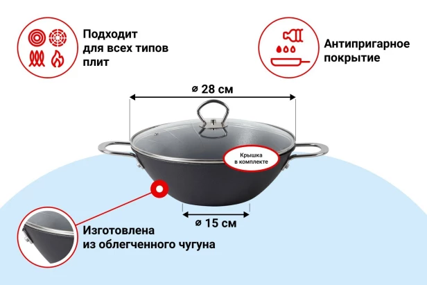 Сковорода-вок с крышкой BERKRAFT Asia (изображение №2)