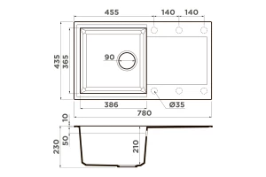 Второе фото. Мойка врезная с крылом OMOIKIRI Sakaime 78