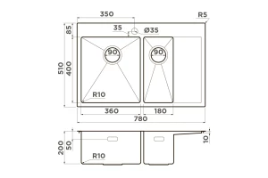 Второе фото. Мойка врезная с крылом OMOIKIRI Akisame 78-2