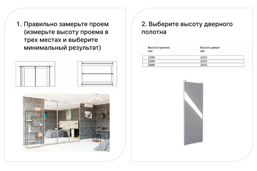 Минимальный размер двери шкафа купе