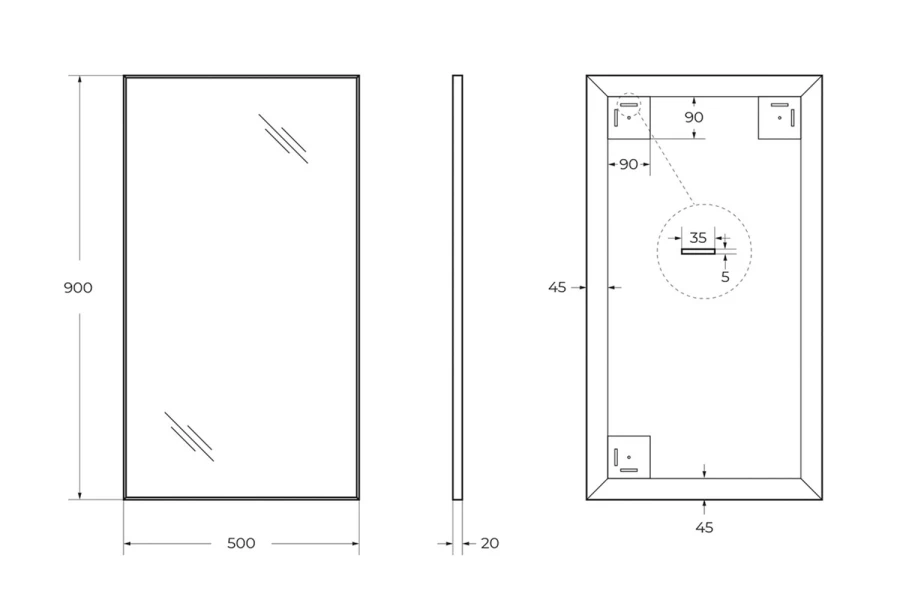 Зеркало в раме SPC-AL-500-900 (изображение №5)