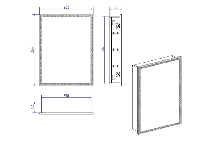Шкаф с зеркалом правый Comfort Led 60х80 см с розеткой (изображение №7)