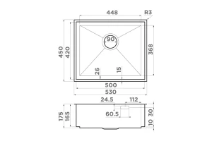Второе фото. Мойка-дно врезная OMOIKIRI Kasen