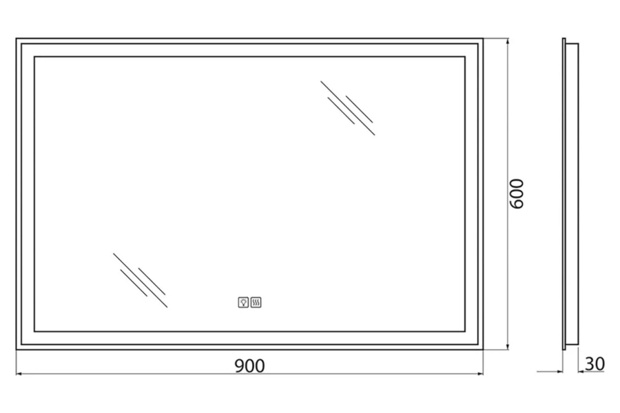 Зеркало с подсветкой SPC-GRT-900-600-LED-TCH-WARM (изображение №6)